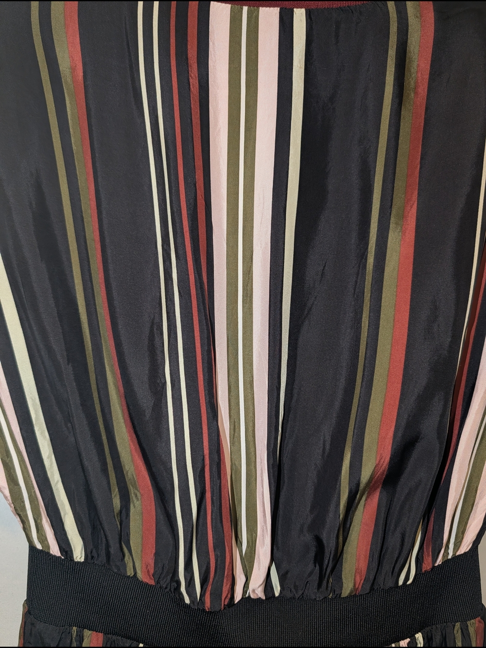 Ted Baker London Black‎ Midi Dress with Cream, Pink and Olive Stripes - Picture 6 of 11
